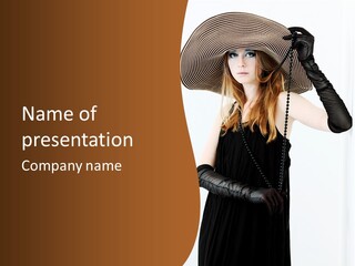 Girl In A Black Dress PowerPoint Template