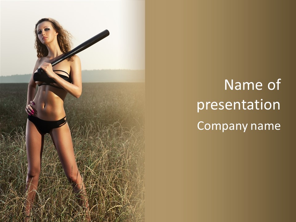 Front Babe Bludgeon PowerPoint Template