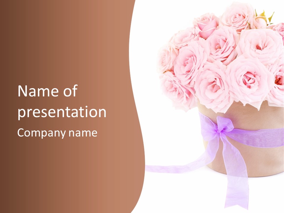 Pink Roses White Background PowerPoint Template