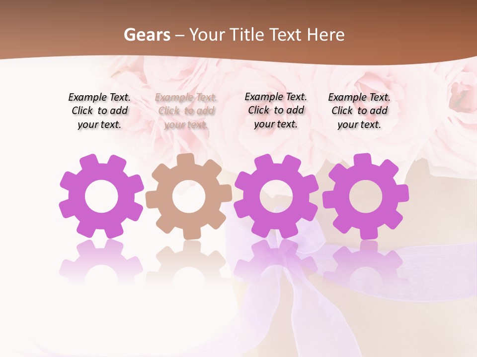 Pink Roses White Background PowerPoint Template