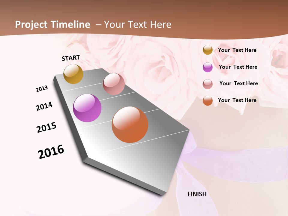 Pink Roses White Background PowerPoint Template