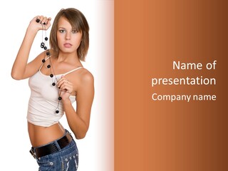 Beautiful Girl In Jeans Shorts PowerPoint Template