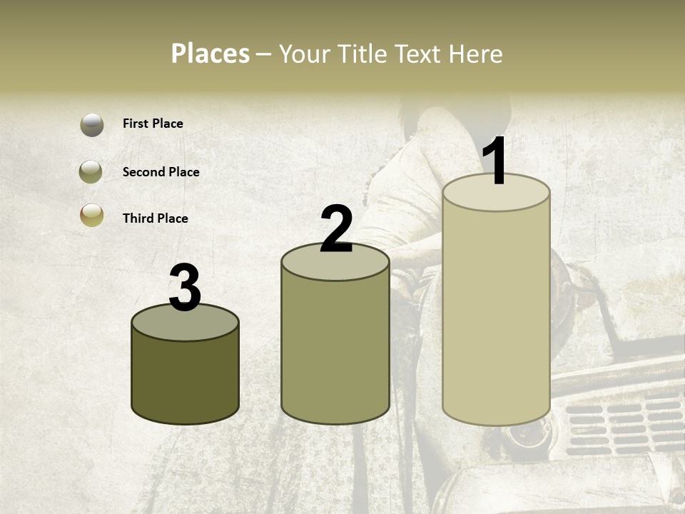 Girl On Old Car PowerPoint Template