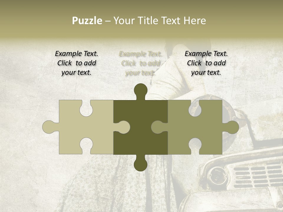 Girl On Old Car PowerPoint Template