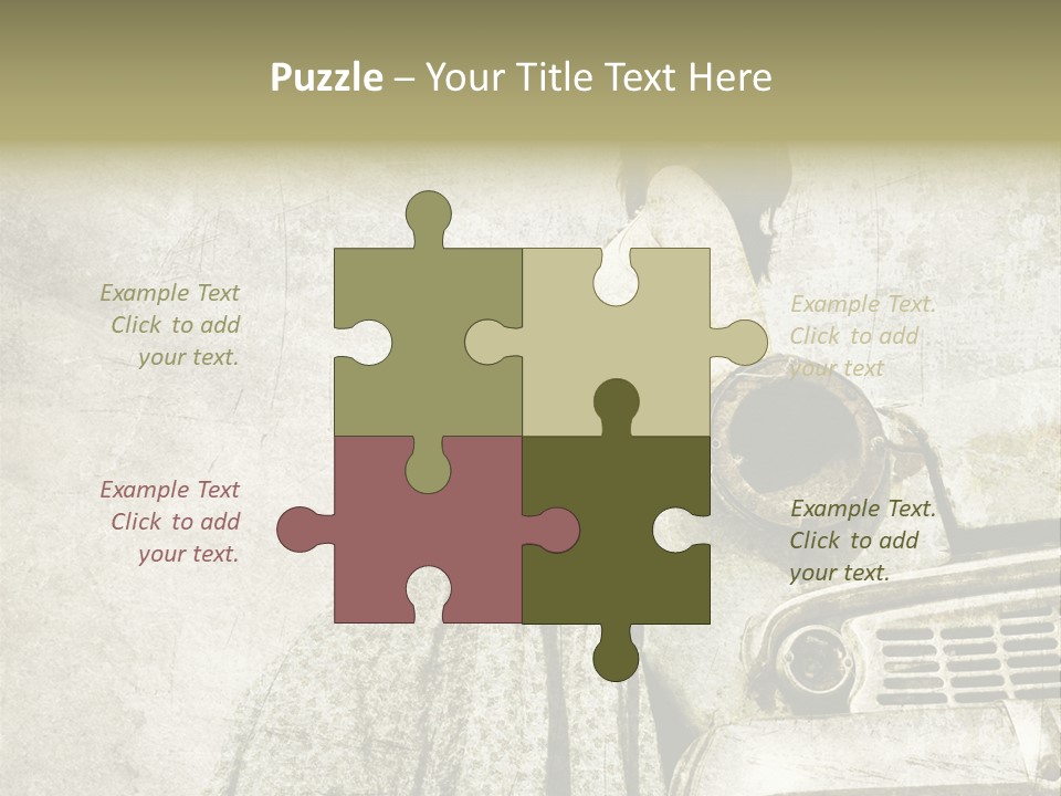 Girl On Old Car PowerPoint Template