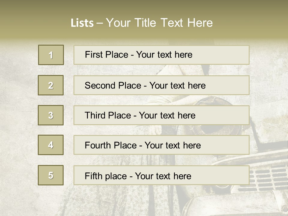 Girl On Old Car PowerPoint Template