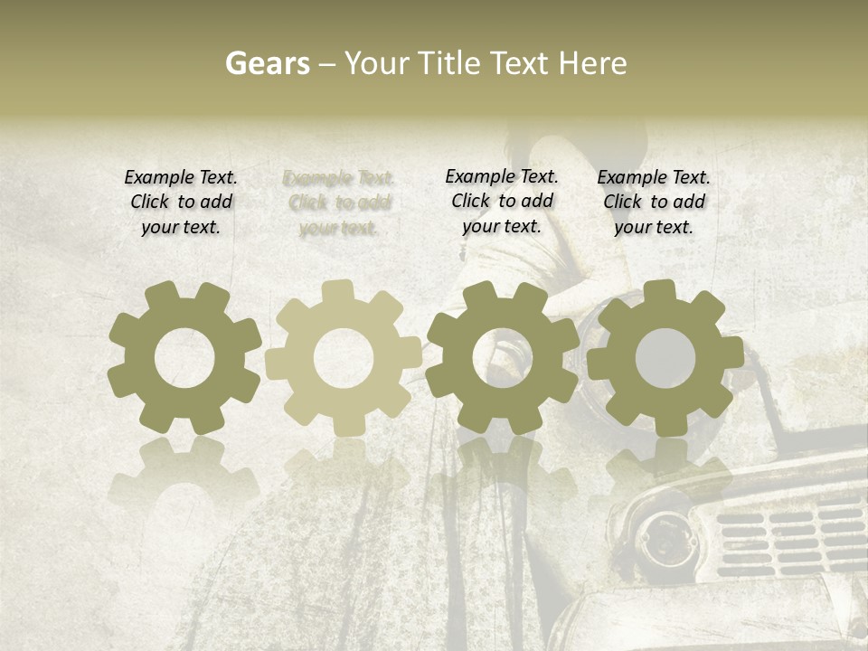 Girl On Old Car PowerPoint Template