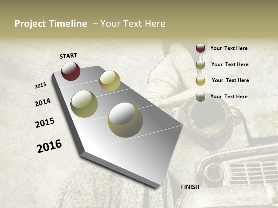 Girl On Old Car PowerPoint Template