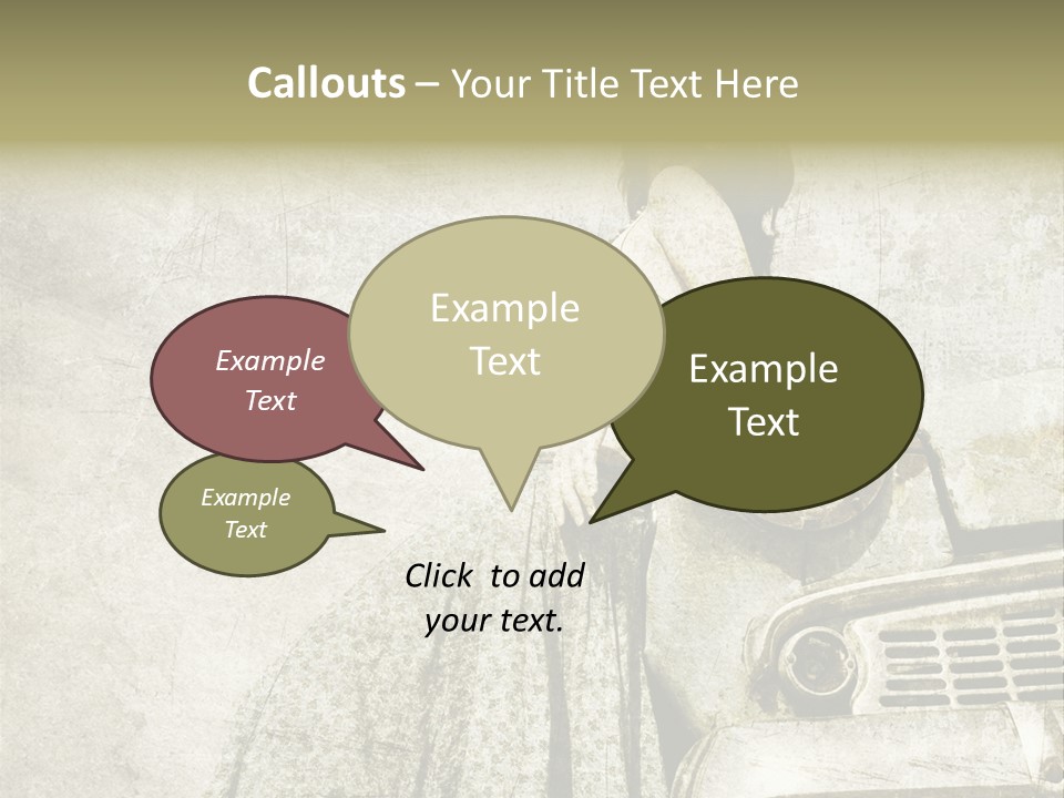 Girl On Old Car PowerPoint Template