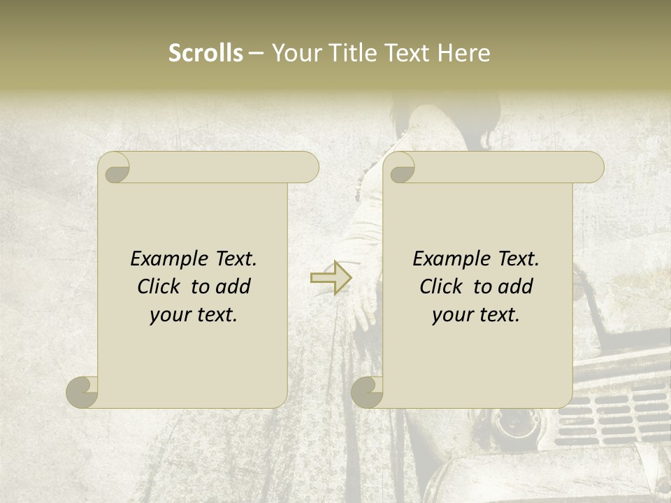 Girl On Old Car PowerPoint Template