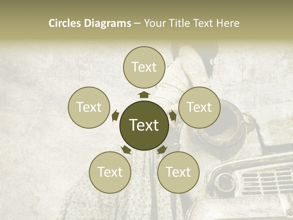 Girl On Old Car PowerPoint Template