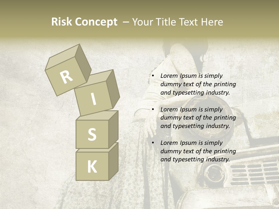 Girl On Old Car PowerPoint Template