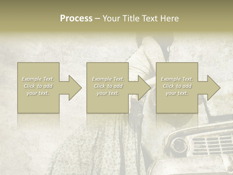 Girl On Old Car PowerPoint Template