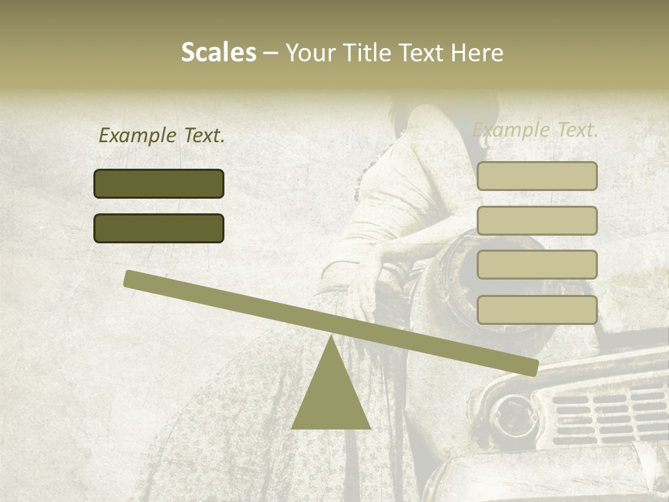 Girl On Old Car PowerPoint Template