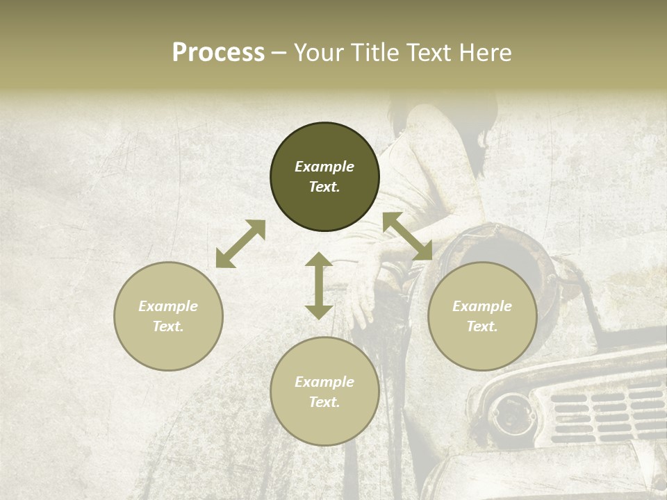 Girl On Old Car PowerPoint Template