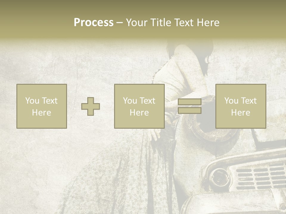 Girl On Old Car PowerPoint Template