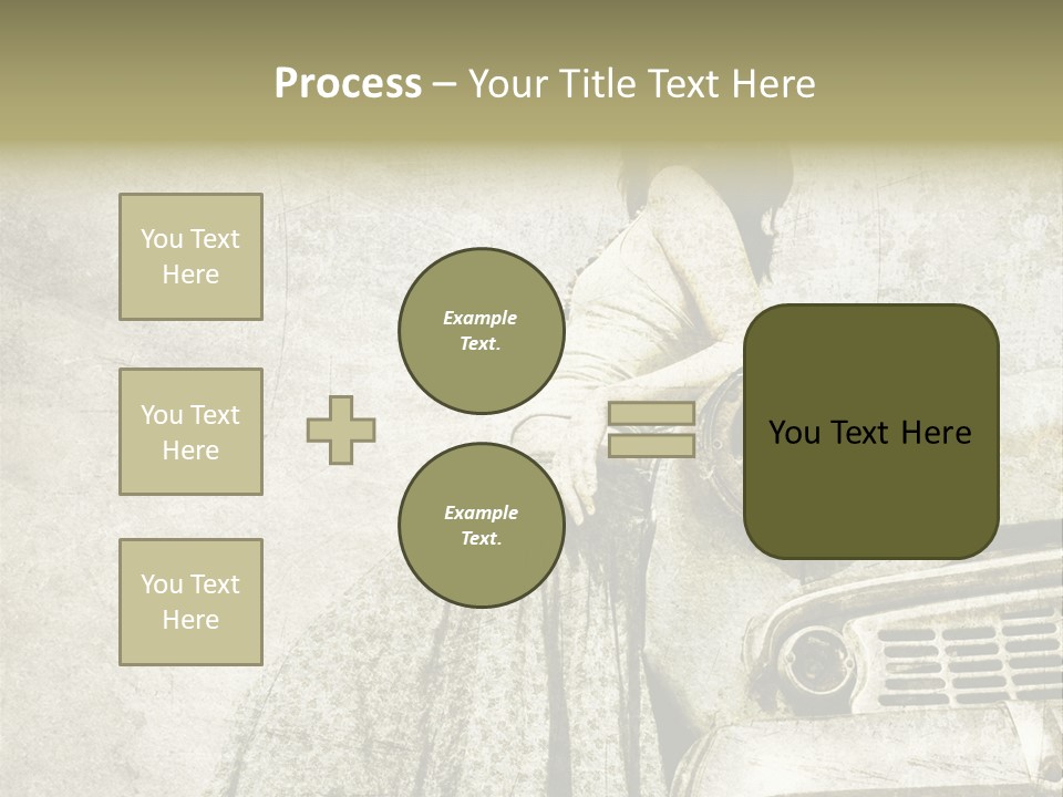 Girl On Old Car PowerPoint Template