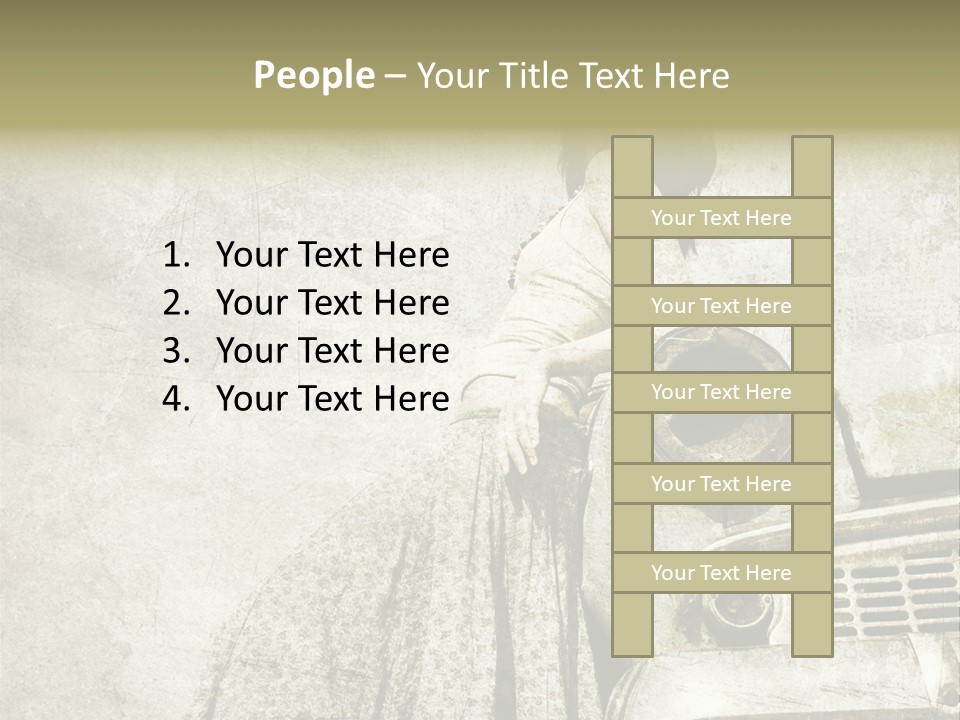 Girl On Old Car PowerPoint Template