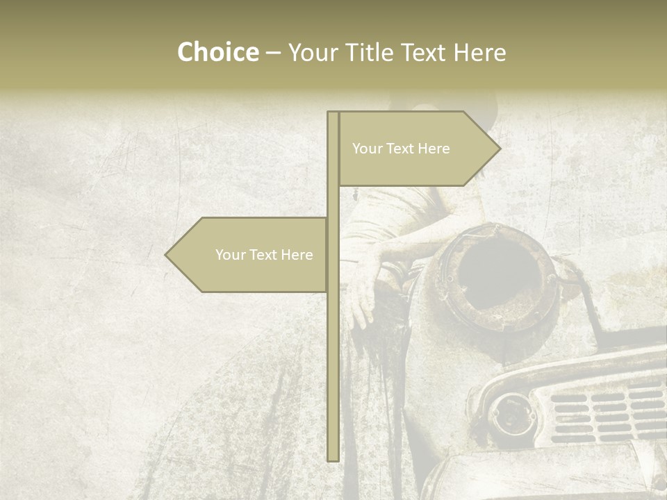 Girl On Old Car PowerPoint Template
