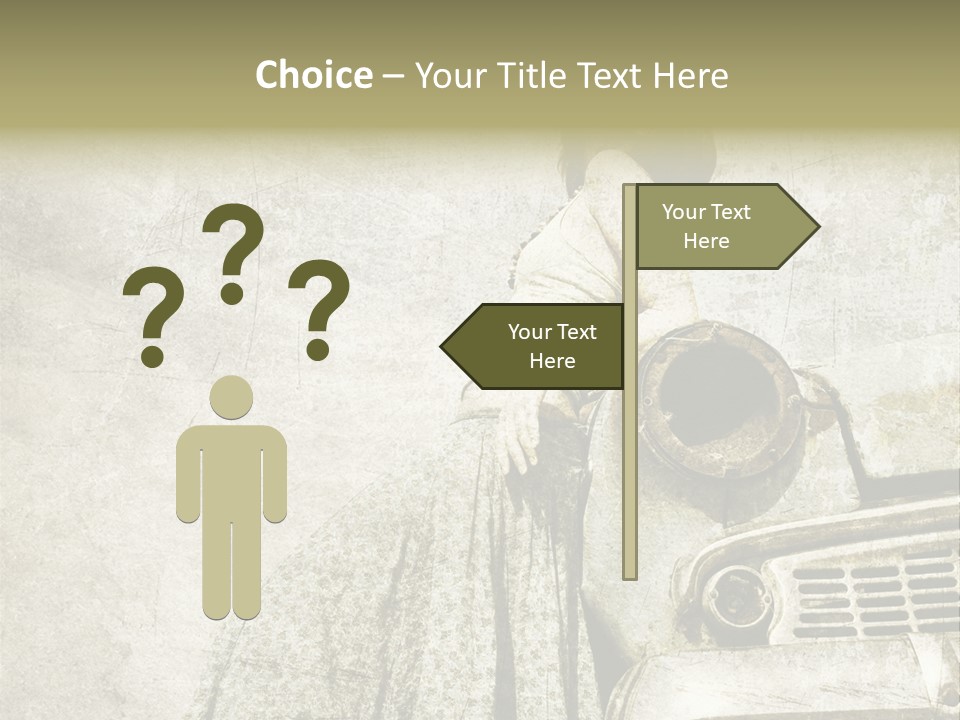 Girl On Old Car PowerPoint Template