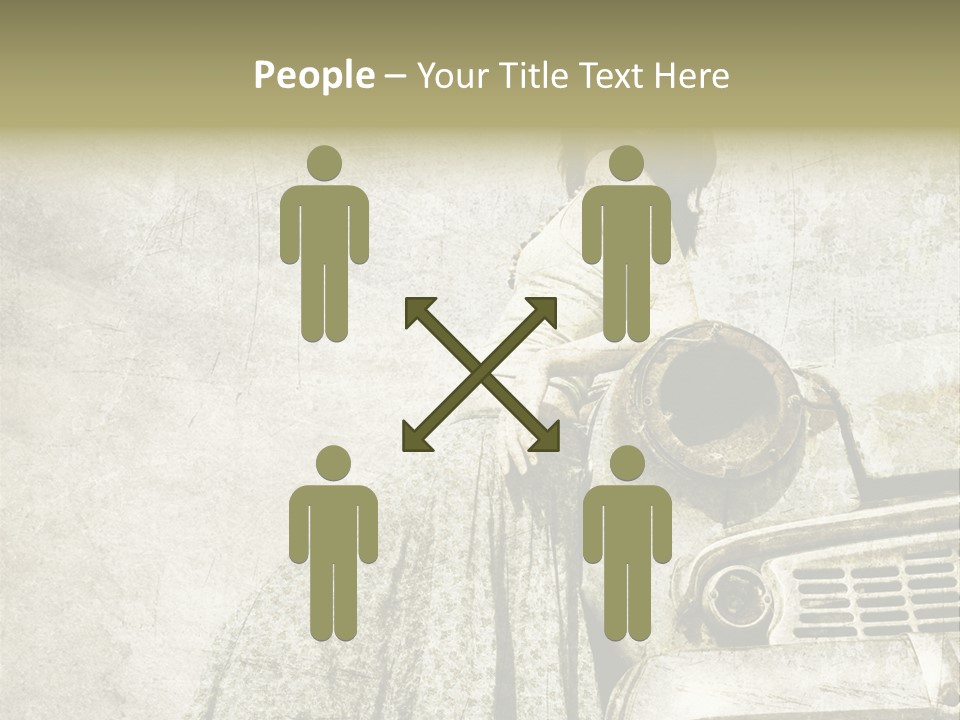 Girl On Old Car PowerPoint Template