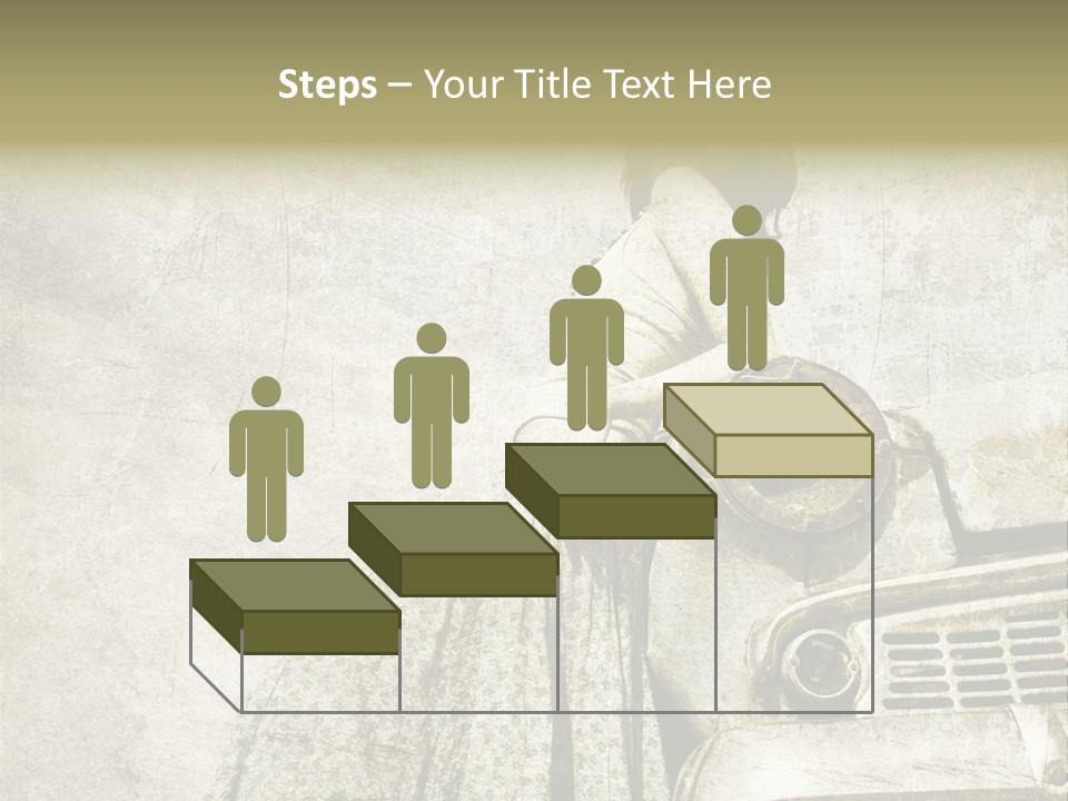 Girl On Old Car PowerPoint Template