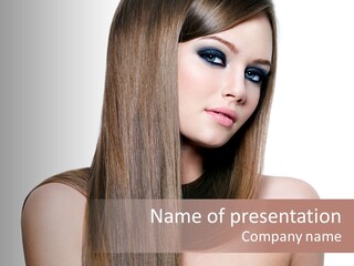 Girls With Long Straight Hair PowerPoint Template