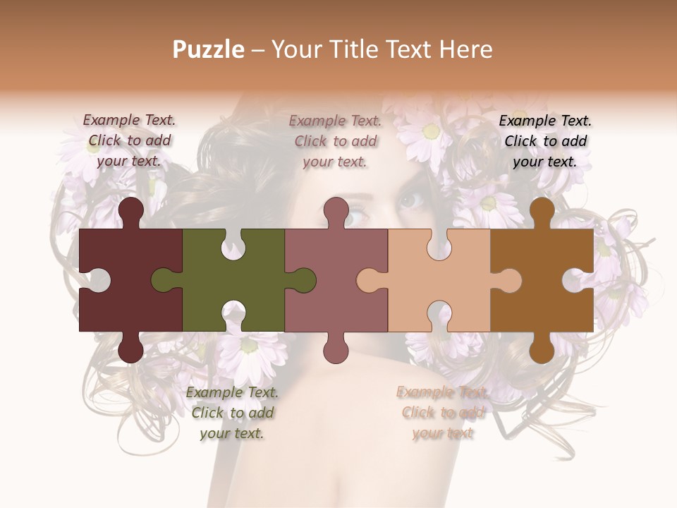 Flowers In Long Hair PowerPoint Template