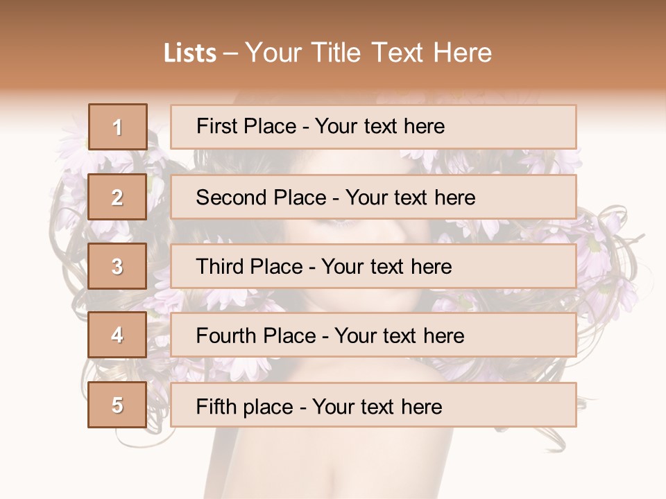 Flowers In Long Hair PowerPoint Template