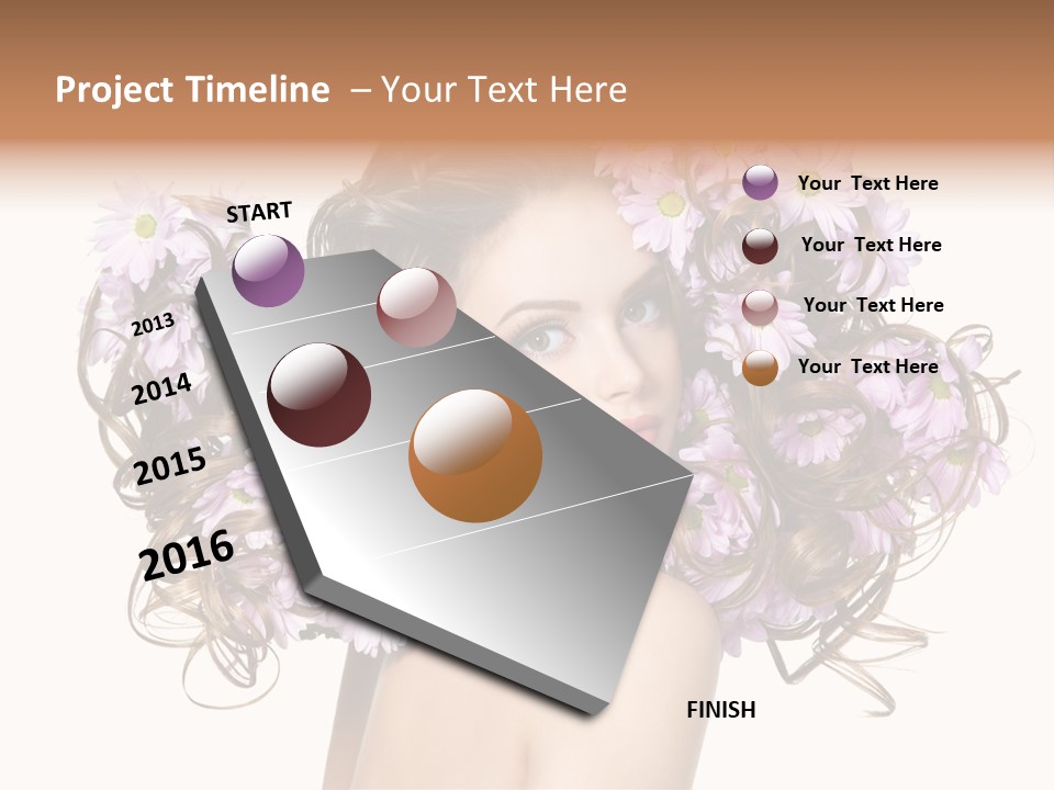 Flowers In Long Hair PowerPoint Template