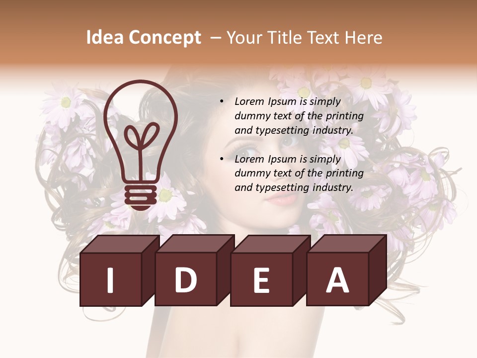 Flowers In Long Hair PowerPoint Template
