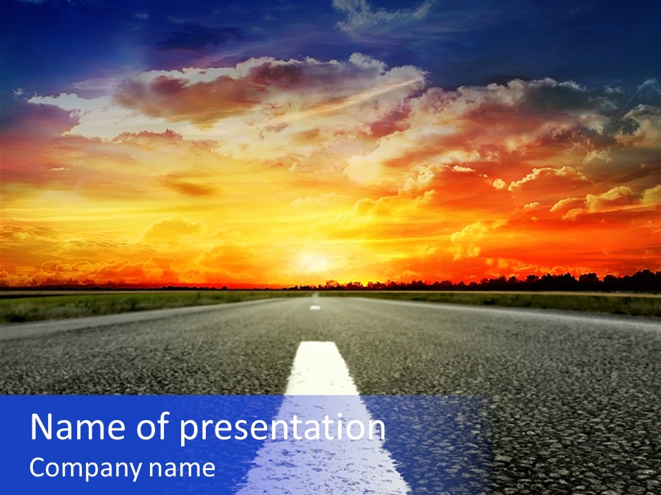 Sun On Road PowerPoint Template