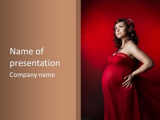 Pregnant Red Dress PowerPoint Template