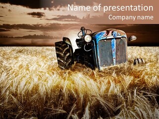 Abandoned Ancient Tractor PowerPoint Template