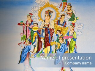 Embossed Asia Temple PowerPoint Template