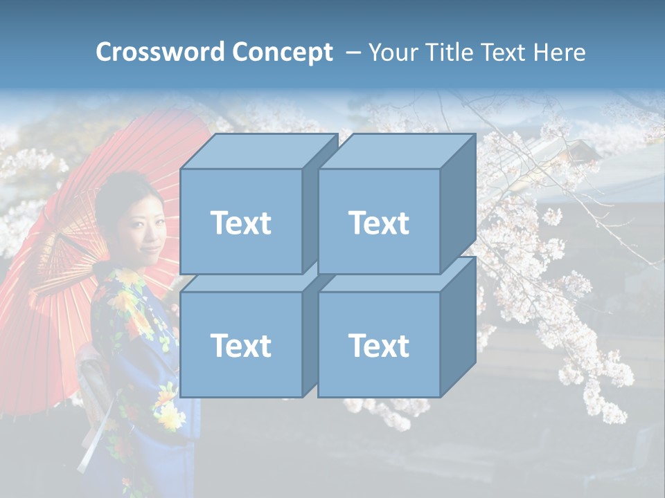 Flower Blue Pretty PowerPoint Template