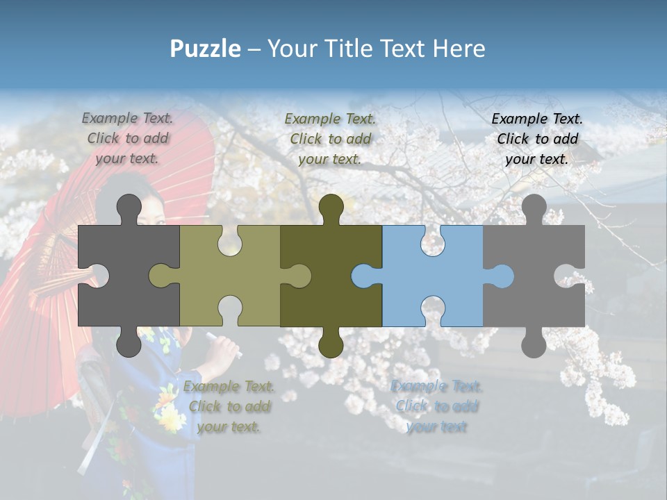 Flower Blue Pretty PowerPoint Template