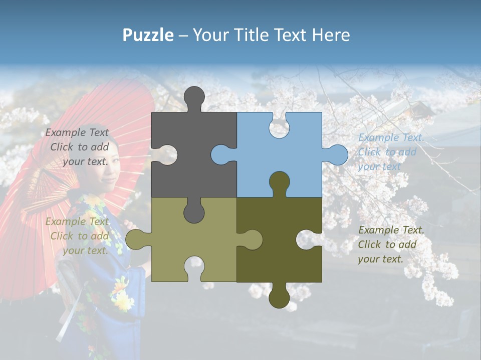 Flower Blue Pretty PowerPoint Template