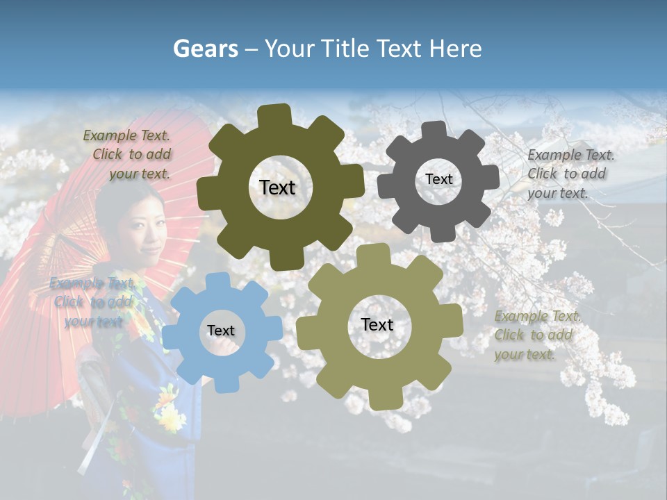 Flower Blue Pretty PowerPoint Template