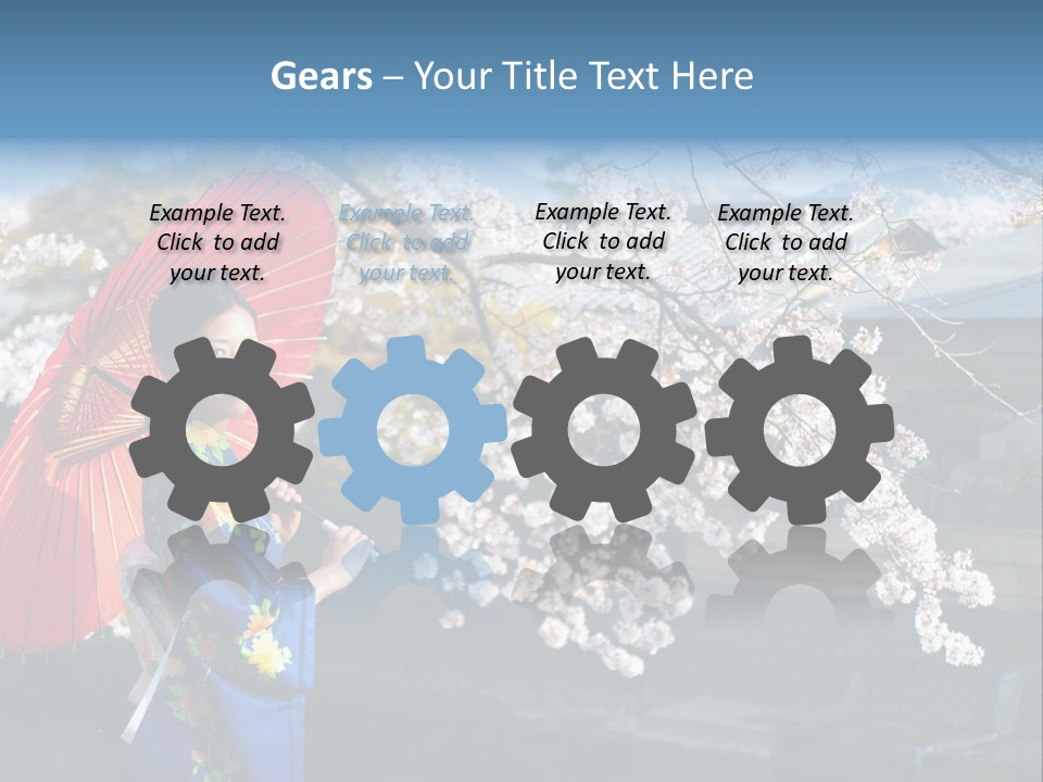 Flower Blue Pretty PowerPoint Template