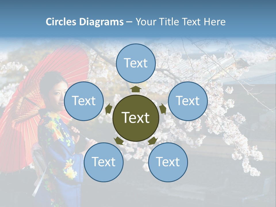 Flower Blue Pretty PowerPoint Template