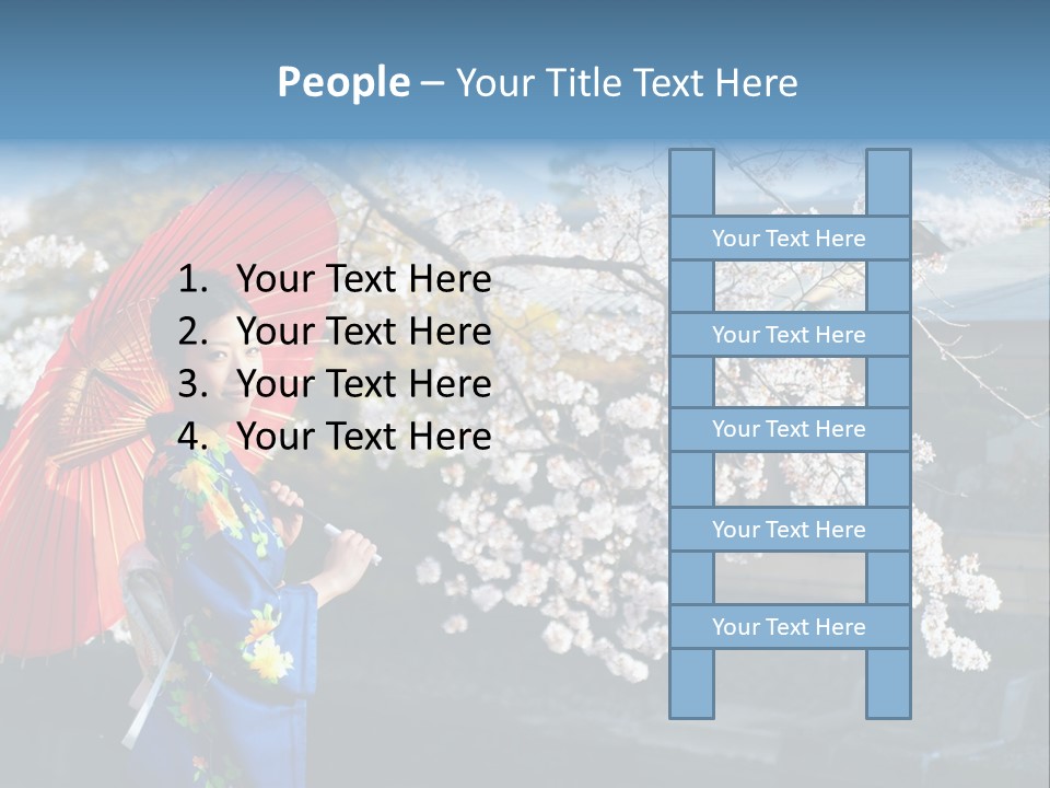 Flower Blue Pretty PowerPoint Template