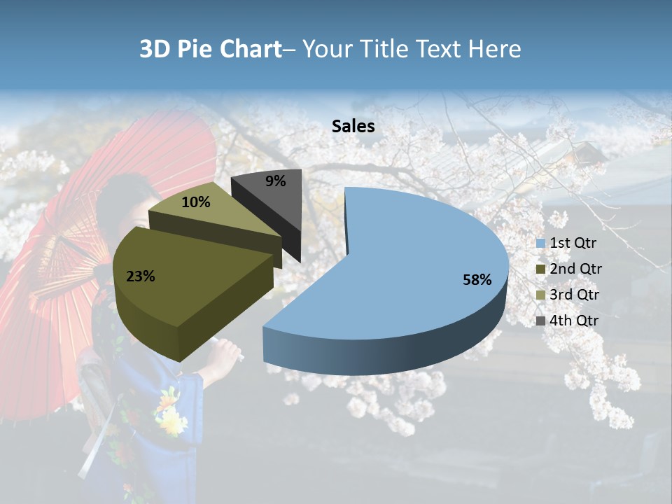 Flower Blue Pretty PowerPoint Template