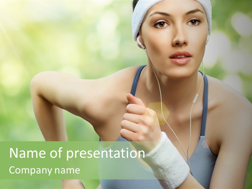 Healthy Headphones Sportsman PowerPoint Template