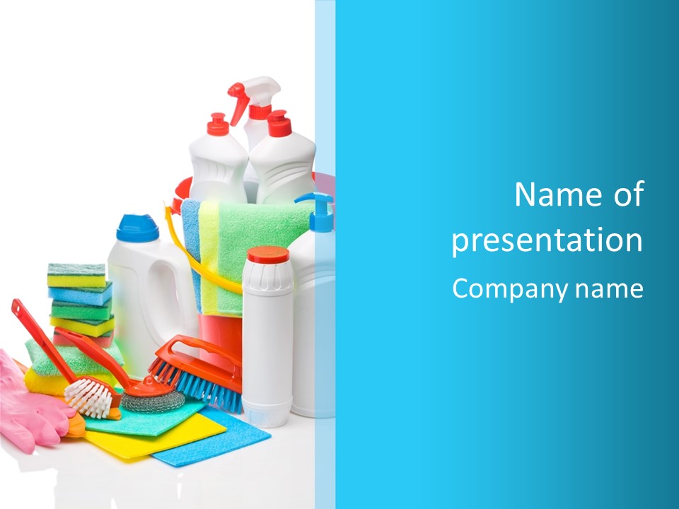 Blue Cleaning Fluid PowerPoint Template