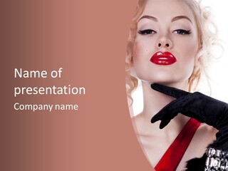 Studio Photo Of Young Pretty Model Sensuality Cute Girl PowerPoint Template