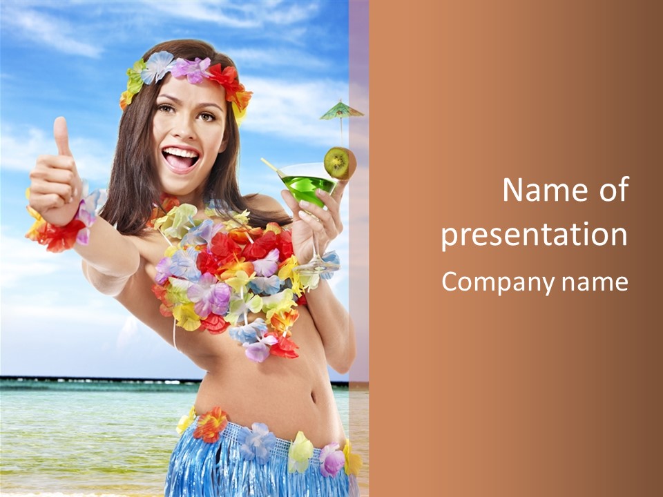 Leisure Beverage Straw PowerPoint Template