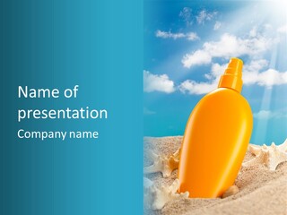 Sunscreen Sand Background PowerPoint Template