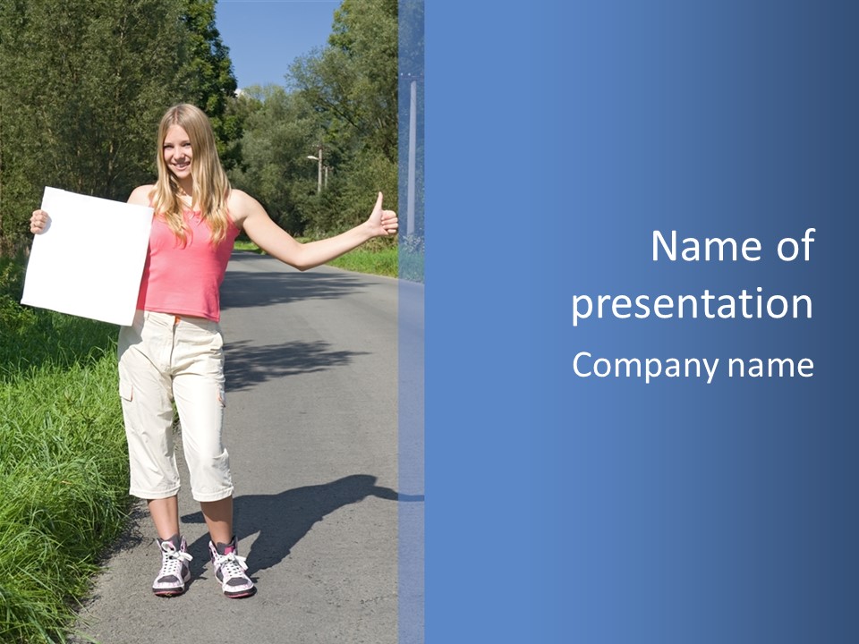 Bag Hitchhiker Finger PowerPoint Template