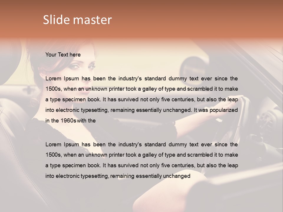 Brunette Automobile Fashion PowerPoint Template